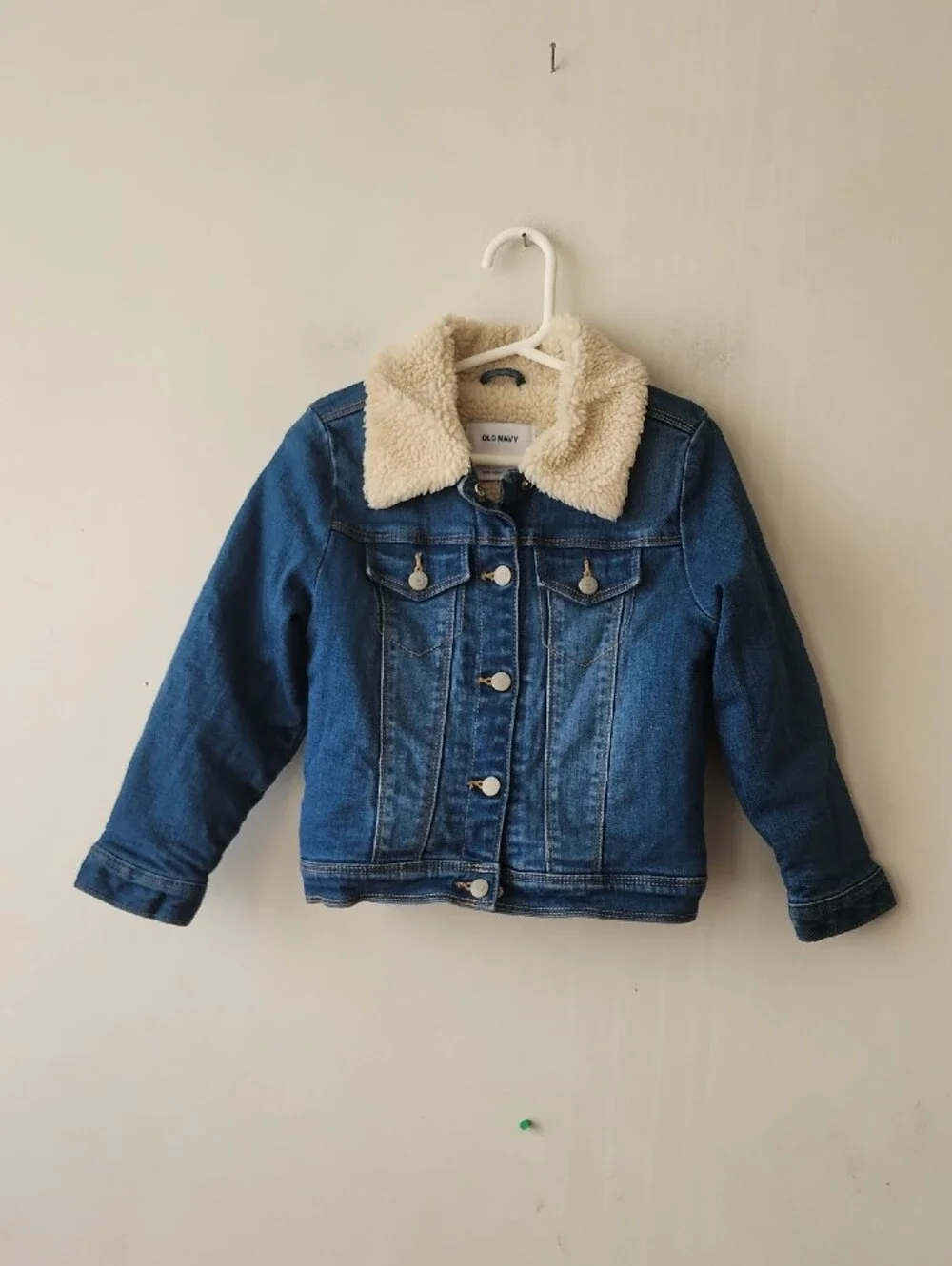 Old Navy Kids' Blue Denim Jacket with Sherpa Collar. New Without Tag
